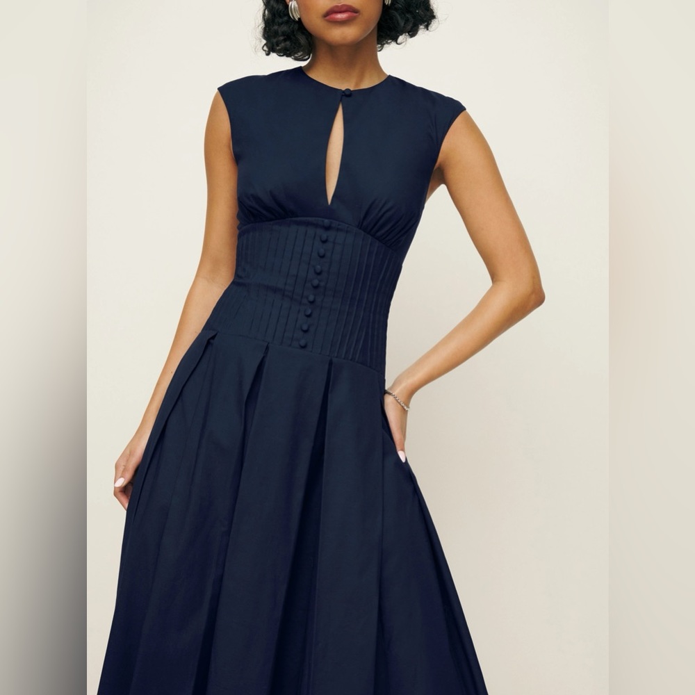 Reformation Navy Midi Dress